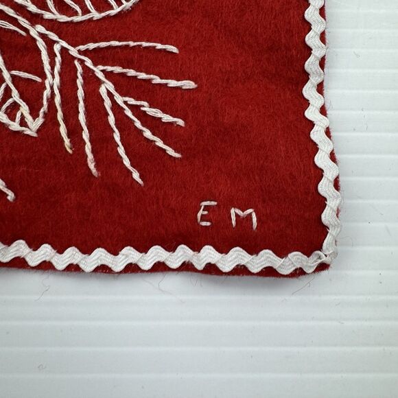 Vintage Handmade Felt Santa Sleigh Wall Hanging Christmas Decor Sequins - Picture 7 of 10